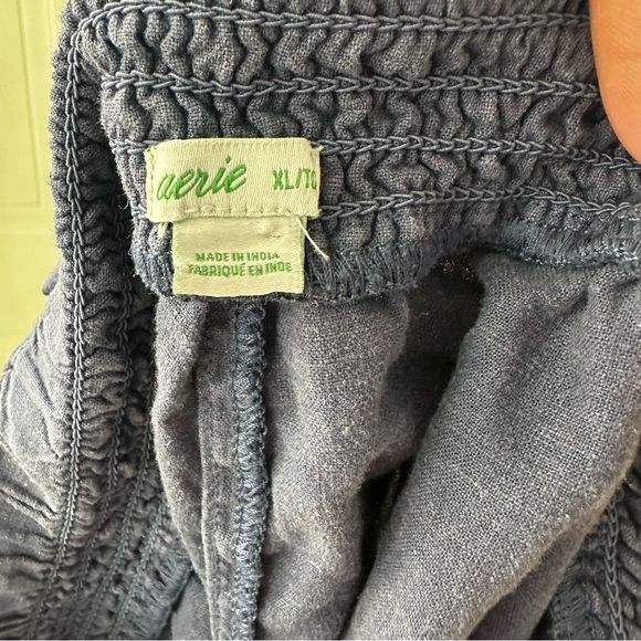 Aerie Navy Linen Blend Ruffle Shorts XL 2.5″ Inseam Lightweight Beach & Lounge - Picture 3 of 3